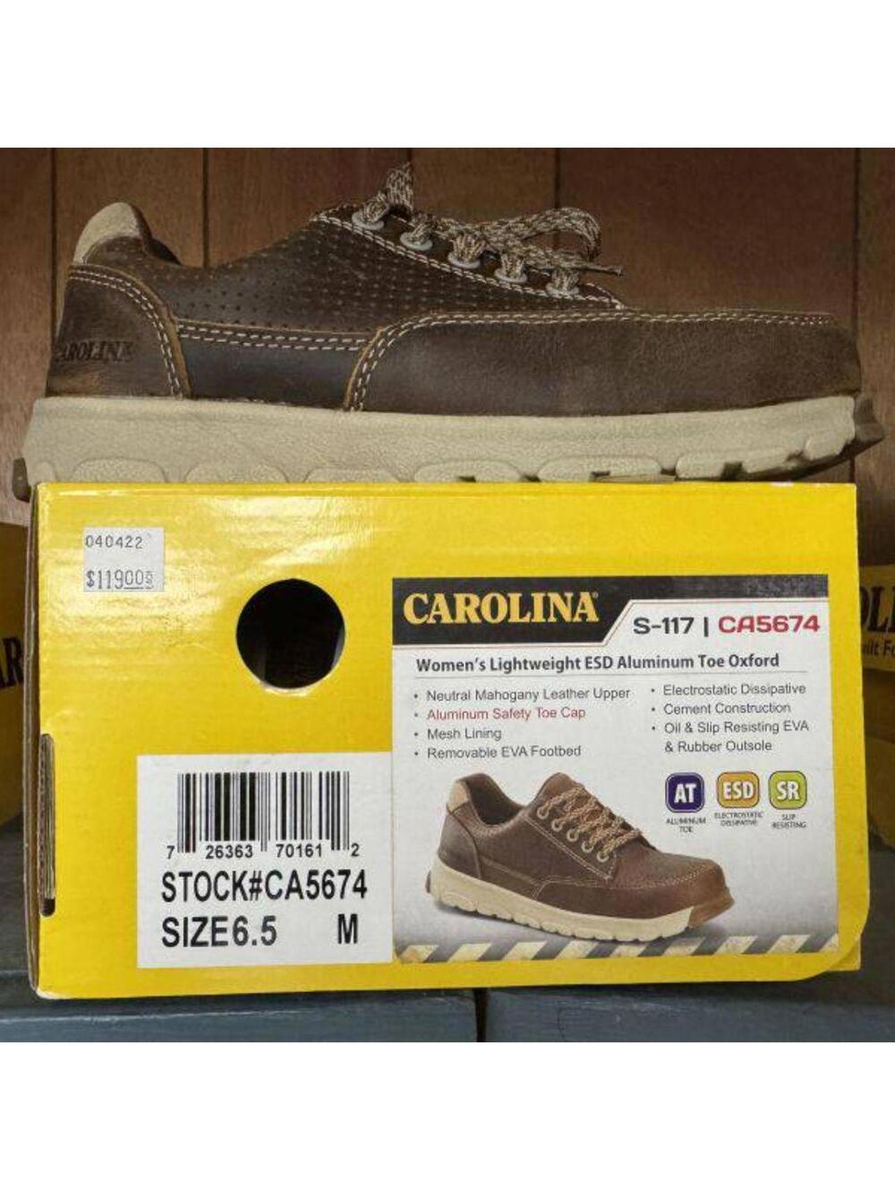 Carolina Women’s ESD Aluminum Toe Work Oxford Shoes | Model S-117 / Size 6.5 M